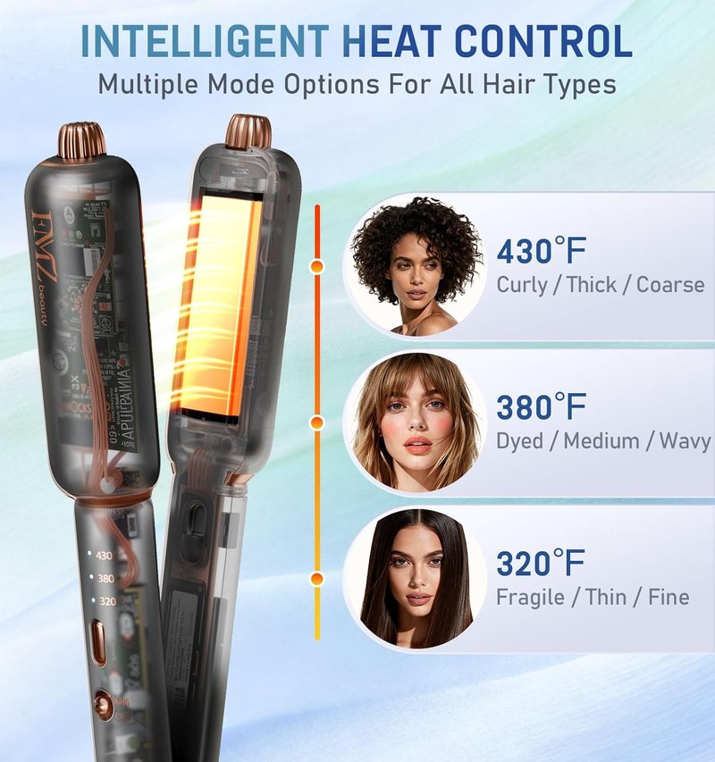 FMZ 4-in-1 Hair Straightener | Professional Ionic Flat Iron for Curling, Crimping & Straightening - Mini Portable Design for Travel