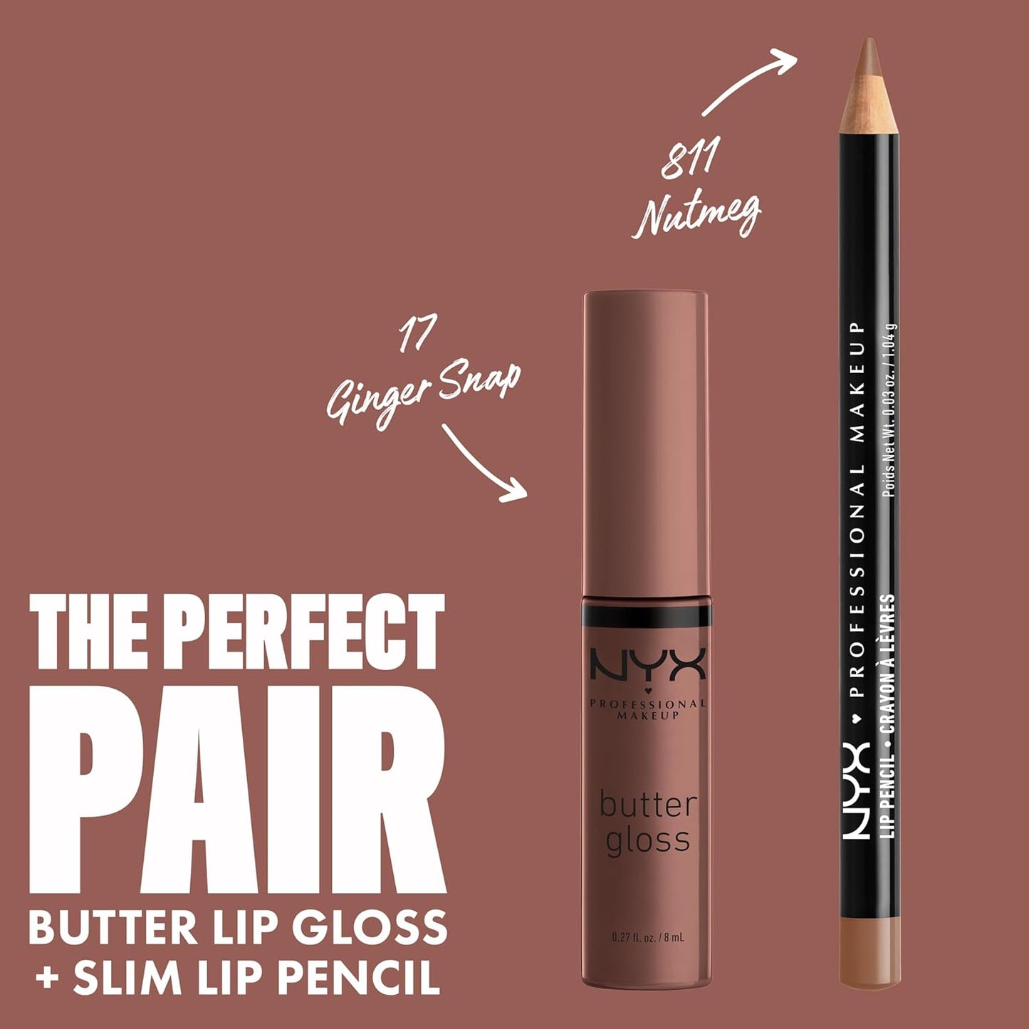 NYX Butter Gloss - Non-Sticky Lip Gloss in Ginger Snap | Rich Chocolate Brown Shade