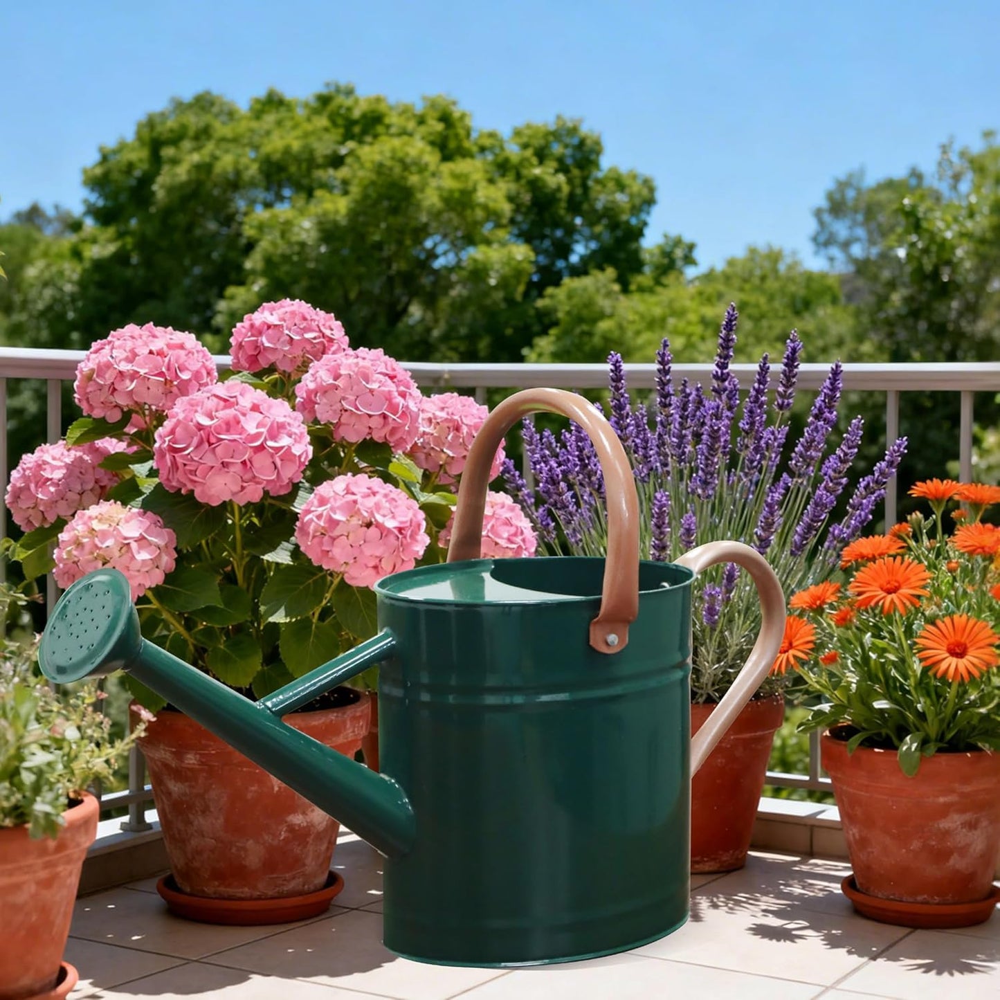 yourjoy Metal Watering Can with Removable Spout, 1 Gallon Watering Cans Stainless Steel Handhold for Outdoor Indoor Garden Plants Watering (Green)