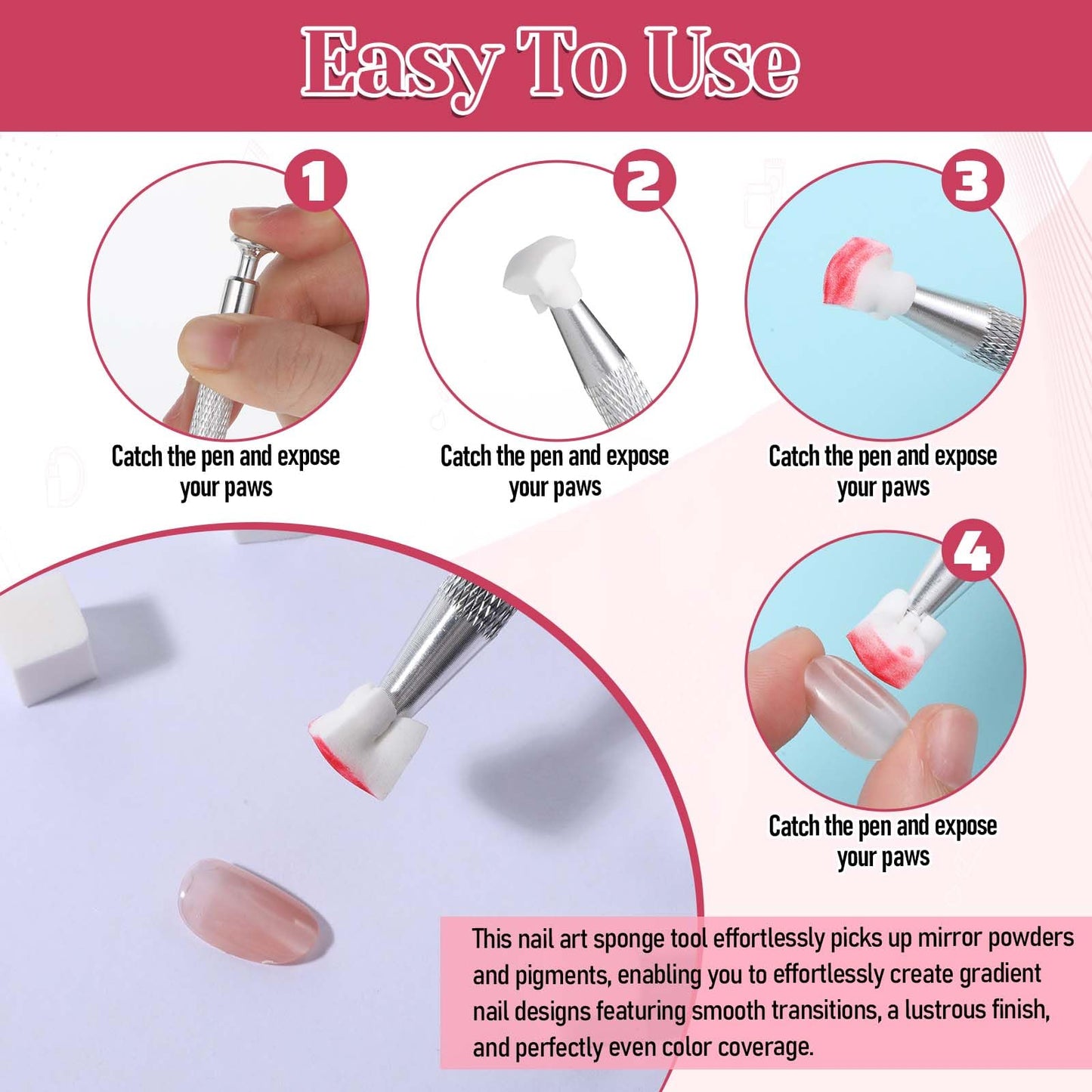 200 Pcs Nail Sponges for Ombre with Grabbing Pen & Storage Box, Professional Gradient Nail Sponge Tool Ombre Nail Brush Accessories Supplies for Home DIY Nail Art Salon