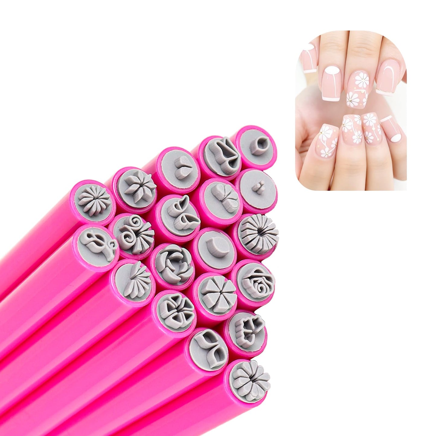 20PCS Nail Art Stamp Pen Set, Flower Butterfly Rose Nail Stamping Kit, DIY Stamper Nail Art Tools with Different Patterns (Randomly) for Women Girls