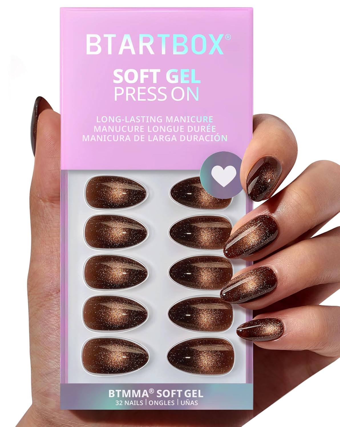 Press On Nails - Almond Black French Tip Soft Gel Nails | 32 Stick-On Nails Kit with Glue & Adhesive Tabs, 16 Sizes Available