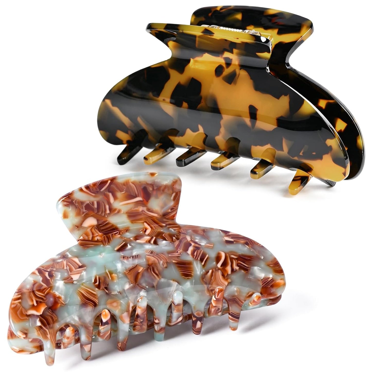 Hair Claw Banana Clips - Tortoise & Leopard Print Celluloid Barrettes | Large Fashion Accessories for Women