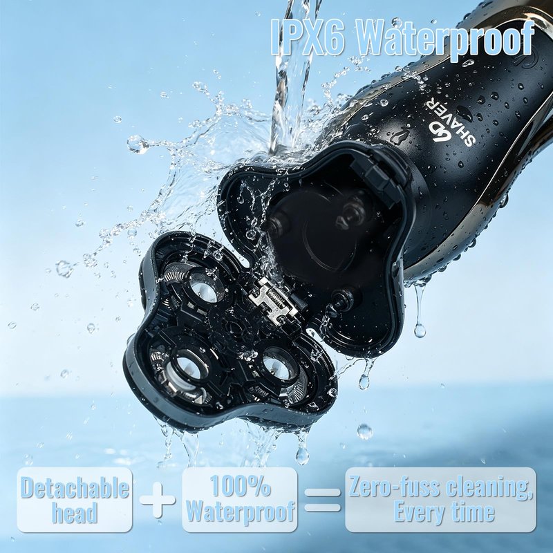 4-in-1 Electric Razor for Men, 9999 RPM High-Speed Electric Shaver with 6D Floating-Head, 90-Minute Long-Lasting, IPX6 Waterproof, LED Display, Wet/Dry Shaver with Nose Trimmer Sideburns Trimmer Face