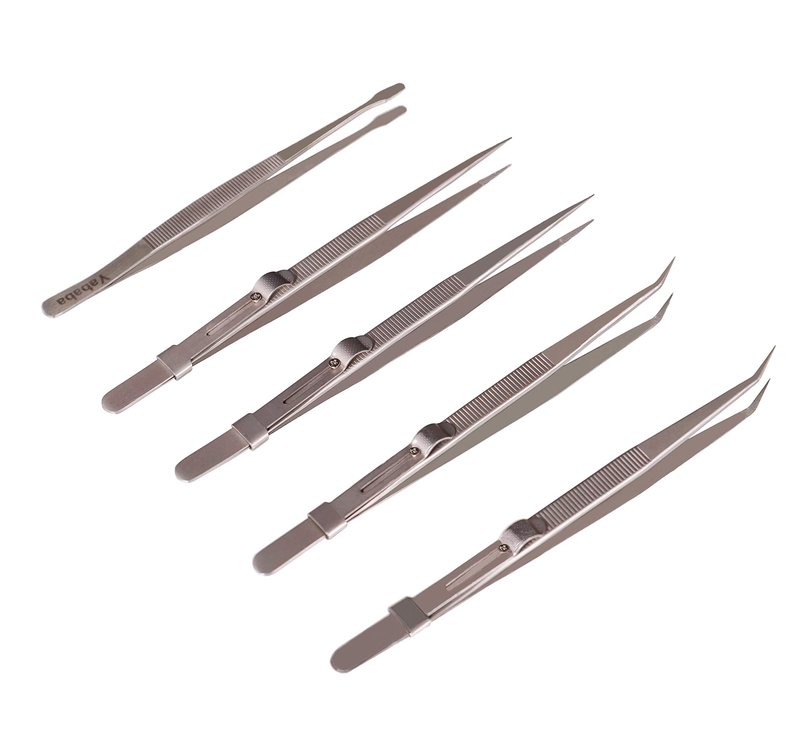 Tweezers, 5Pcs Precision Tweezers Set - Anti - Static Stainless Steel Tweezers for Electronics, Jewelry Making, Medical and Laboratory Work, Craft, Model Building, Soldering, Watch, Car Repair, Etc