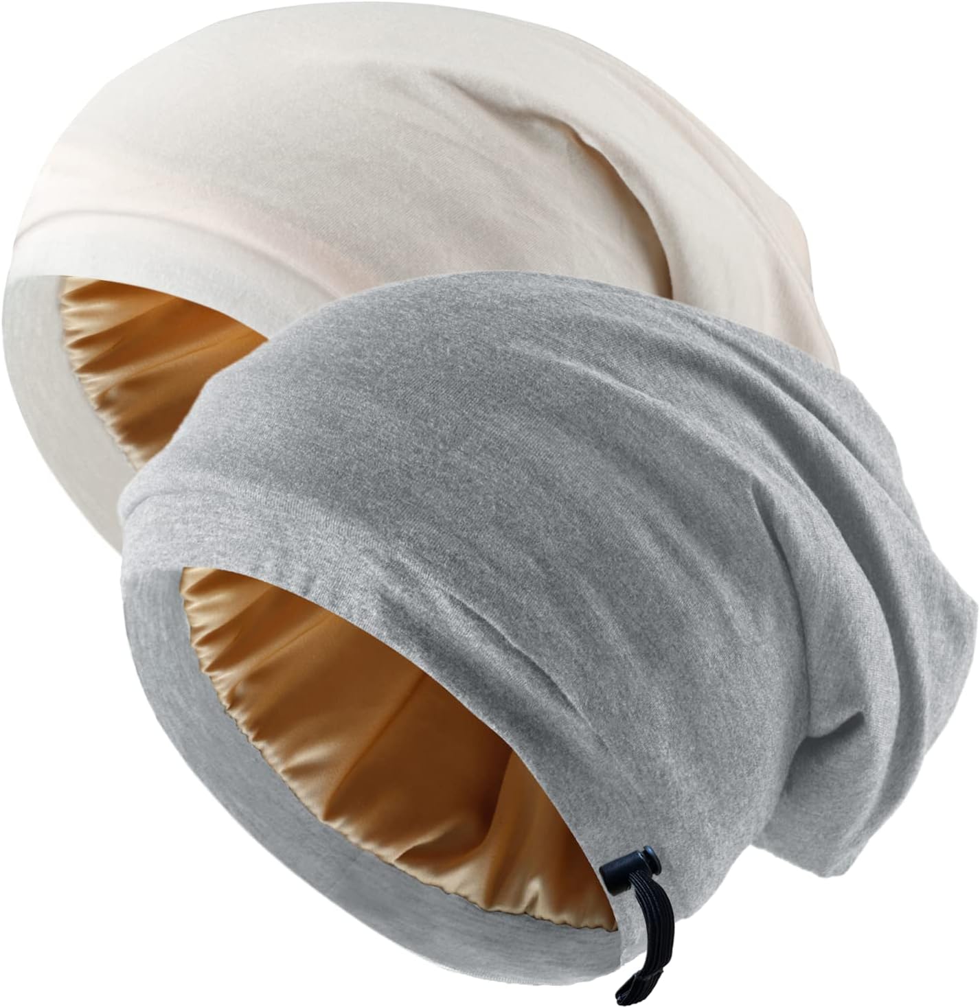 Adjustable Silk Hair Bonnet - Satin Lined Sleep Cap for Women & Men | 2 Pcs Set