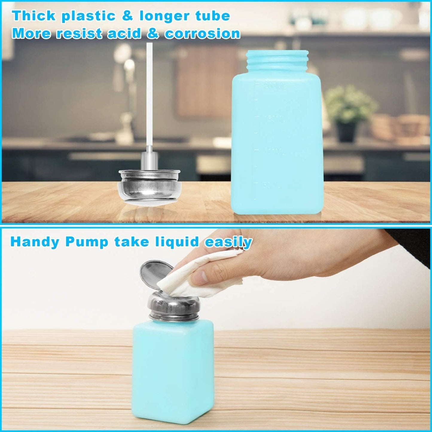 200ml Alcohol Dispenser Pump Bottle - 2 Pack for Easy Liquid Dispensing
