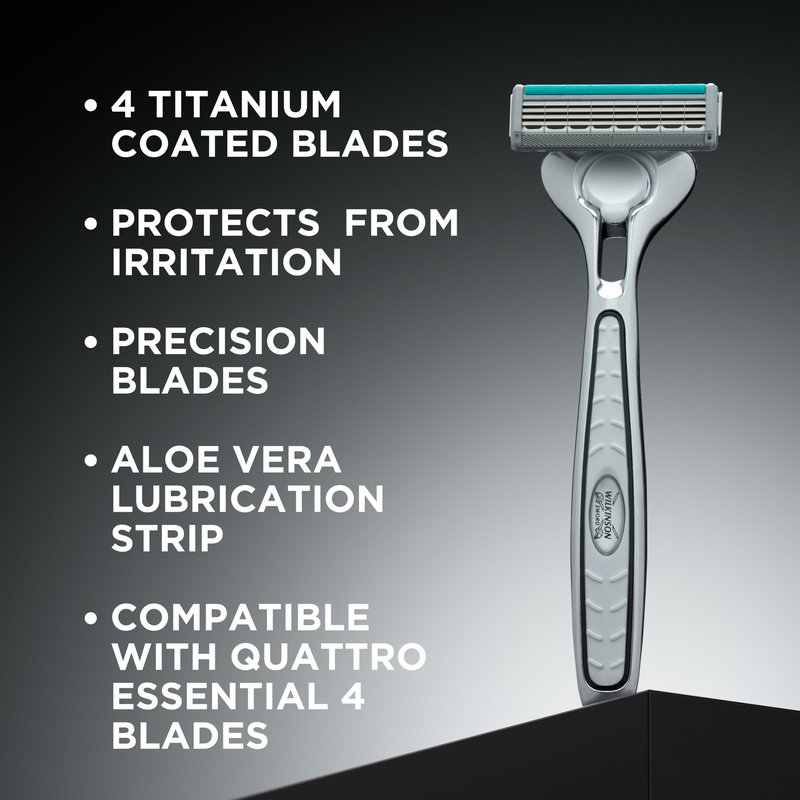 Wilkinson Sword Quattro Titanium Sensitive 4 Razors + 1 Blade – Pack of 5)