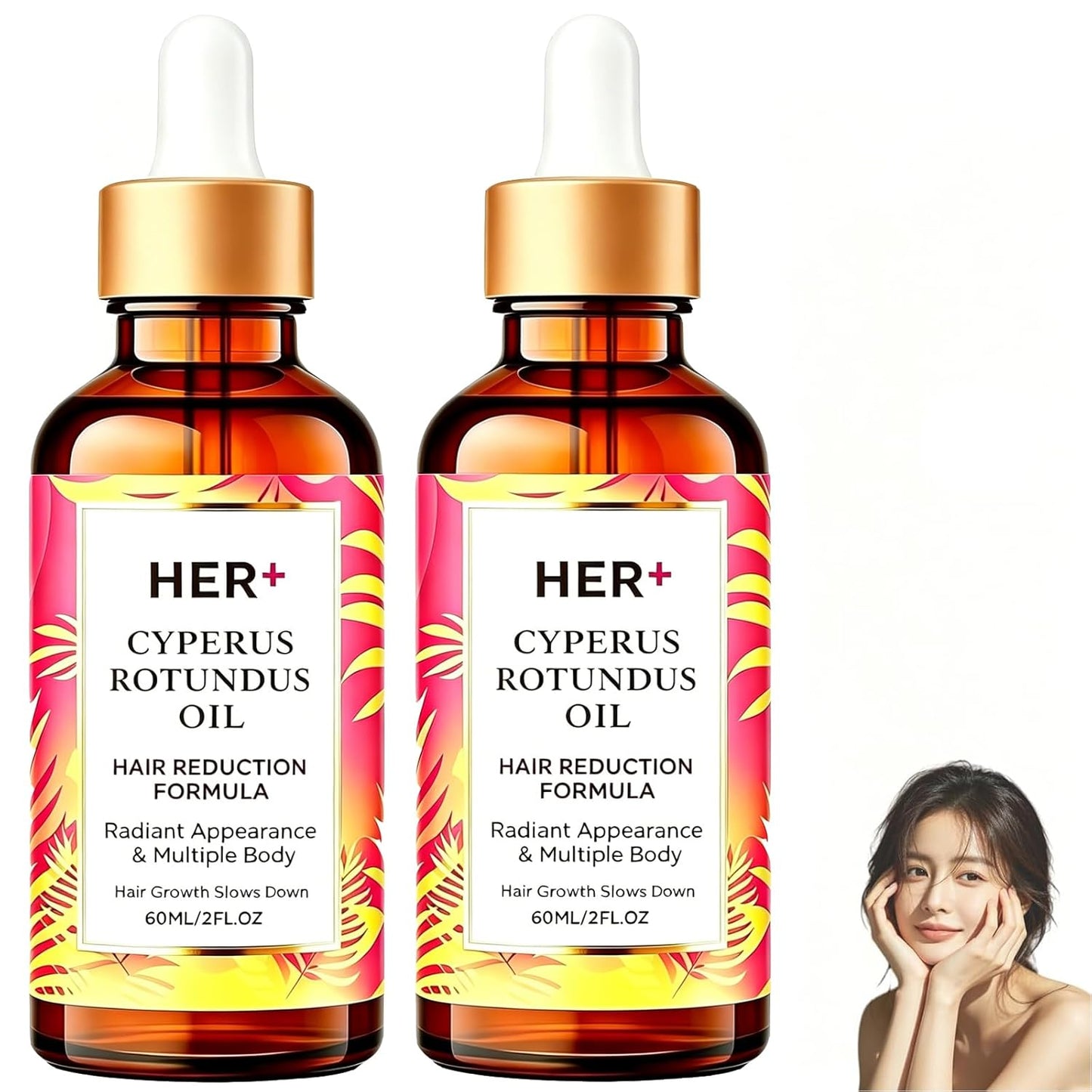 Rotundus Hair Removal Oil Serum - Moisturizing & Soothing Formula for All Skin Types | 2 Sets