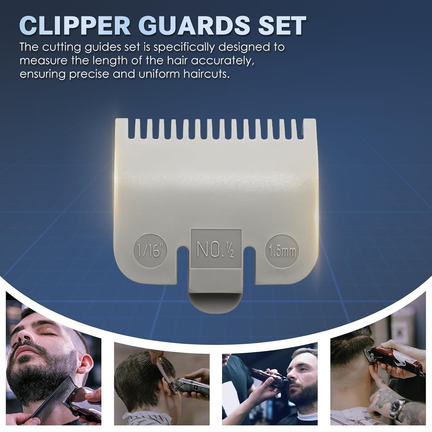 Hair Clipper Guards Set - 2 Pack Replacement for 1/2 Wahl Clipper | 1/16" 1.5mm Attachments for Barbers