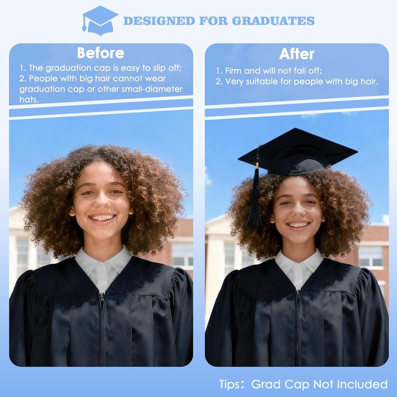 Graduation Cap Headband - Super Strong Clear Headband with Hook and Loop Felt | Perfect Gift for Graduates, 1 Pc