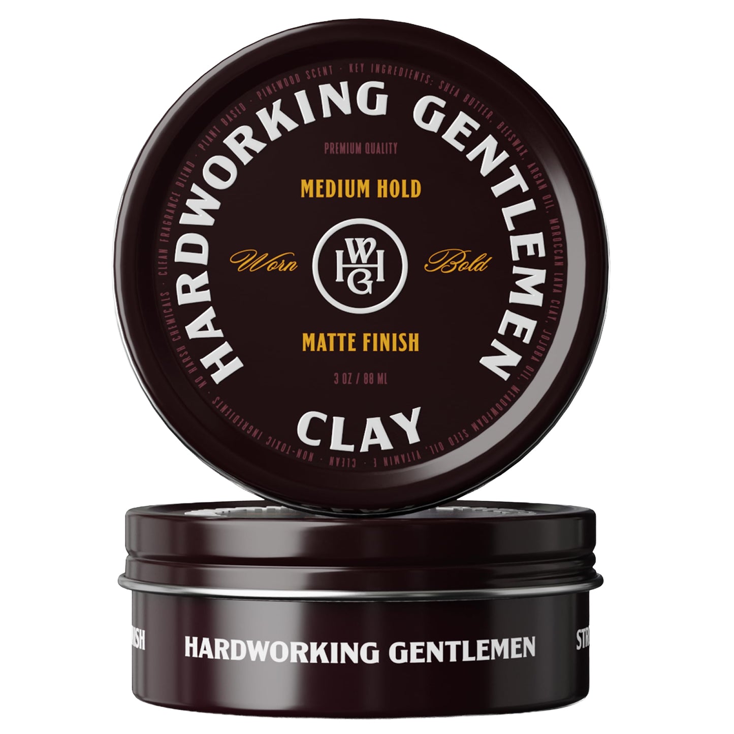 Hardworking Gentlemen Hair Clay for Men, Medium Hold, Matte Finish, Natural Formula, 3 oz (Made in USA)