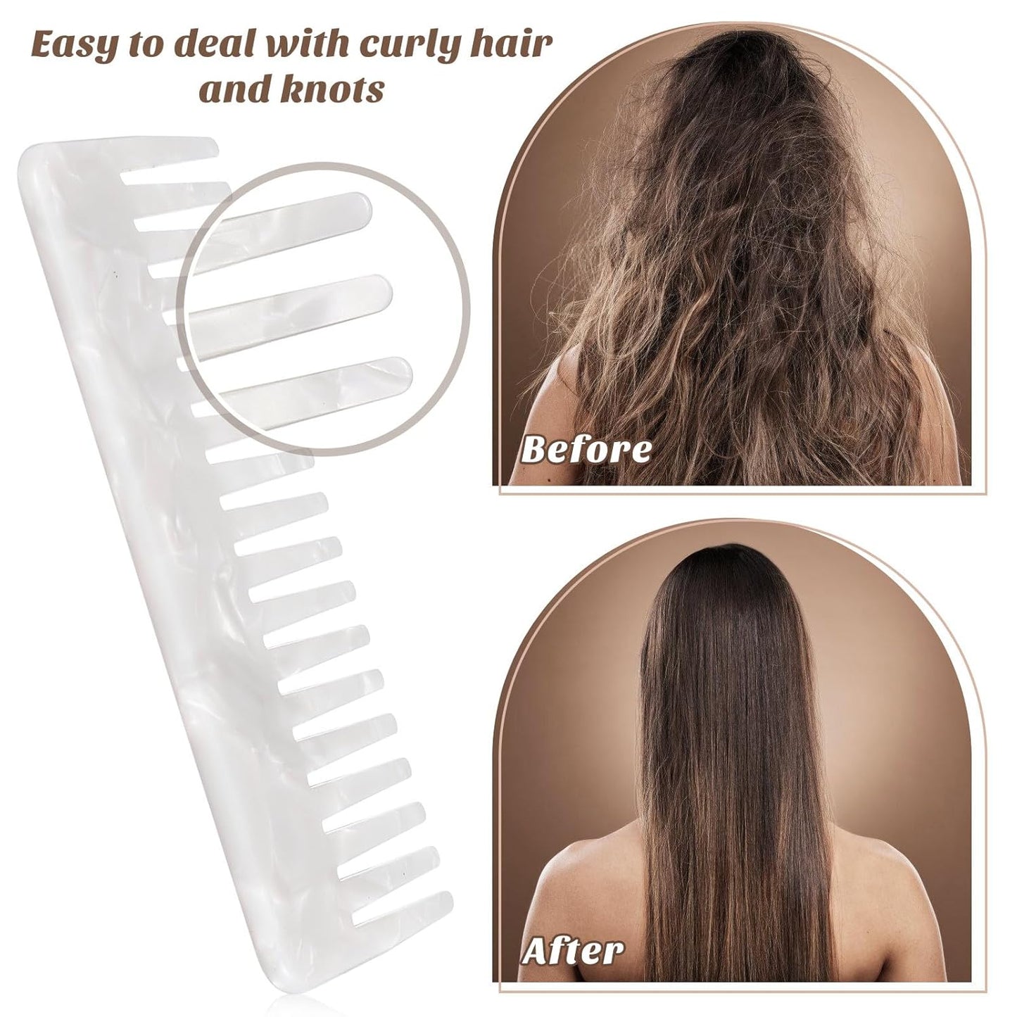 Luxshiny Wide Tooth Comb for Thick Curly Hair - Detangling Acetate Design | Perfect for Wet & Dry Use