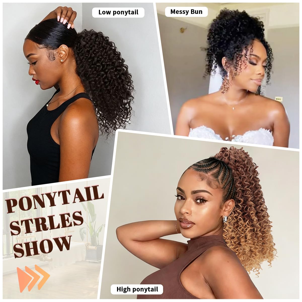 Drawstring Ponytail Extension - 14-Inch Short Afro Kinky Curly Hairpiece | Fluffy Synthetic Ponytail for Women