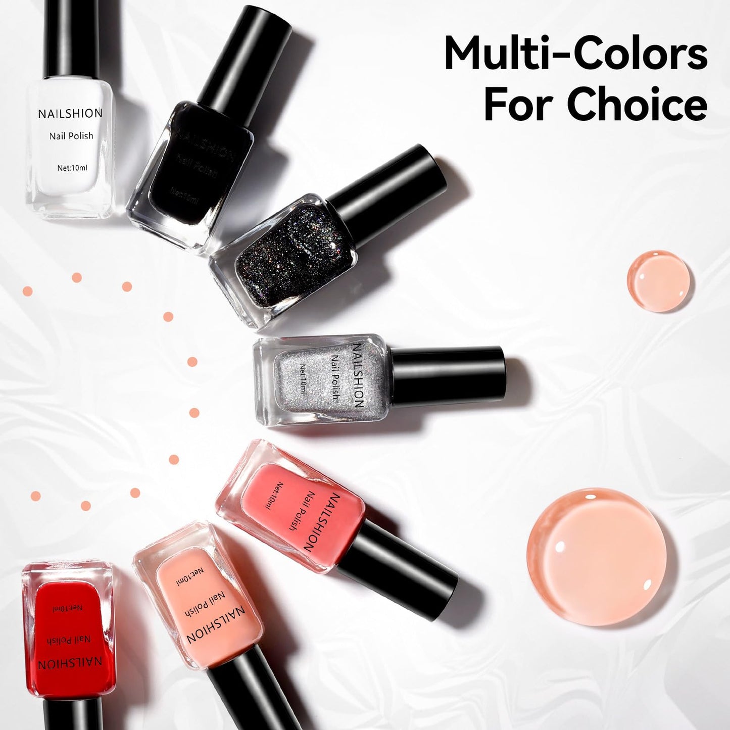 Nailshion Jelly Nail Polish Sheer Peachy Nude, Air-Dry & Non-Gel