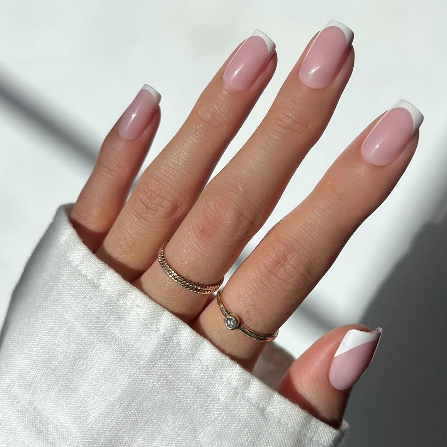 Press On Nails - Caviar | Semi-Transparent Short Almond Shape, Salon Quality | 30 Nail Kit with Glue, 15 Sizes Available