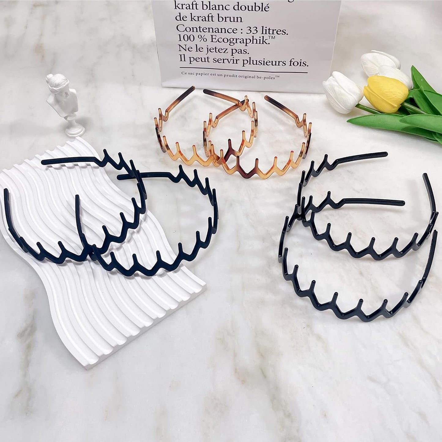 Zig Zag Shark Tooth Headbands - Trendy U-Shaped Hair Bands for Women & Girls | 6-Pack Stylish Accessory