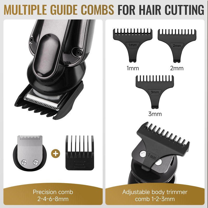 BEAUTYCARE Beard Trimmer for Men,Grooming Kit for Men, 5-in-1 Professional Hair Clippers & Beard Trimmer, Zero Gapped T-Blade, Waterproof & Cordless Rechargeable for Home Use