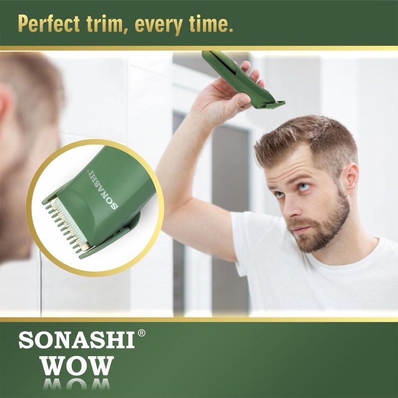SONASHI WOW Electric Body Hair Trimmer - Groin Trimmer for Men - Bikini Trimmer Women - Wet/Dry Shaver Groomer, Rechargeable, Waterproof, Painless Hair Removal (Green)