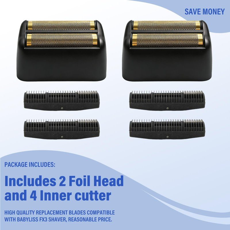 Replacement Head Compatible with BaByliss FX3 Foil Shaver, Replacement Blade Compatible with BaByliss Pro FX3 Foil Shaver Replacement Head, FXX3RFB Black Razor Replacement Foil Head with 2 Cutter-1PCS