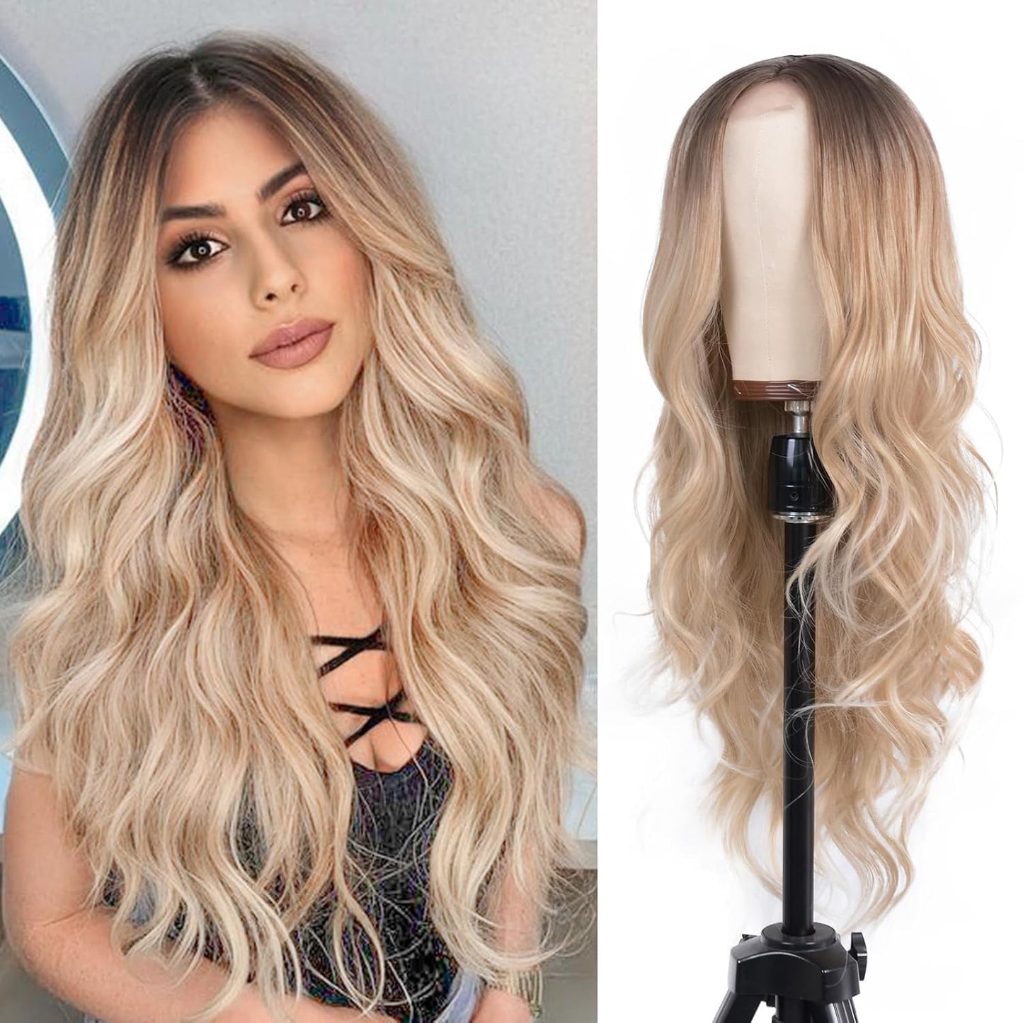 Long Wave Black Wig for Women - 26-Inch Heat Resistant Synthetic Hair | Natural Look for Daily Wear