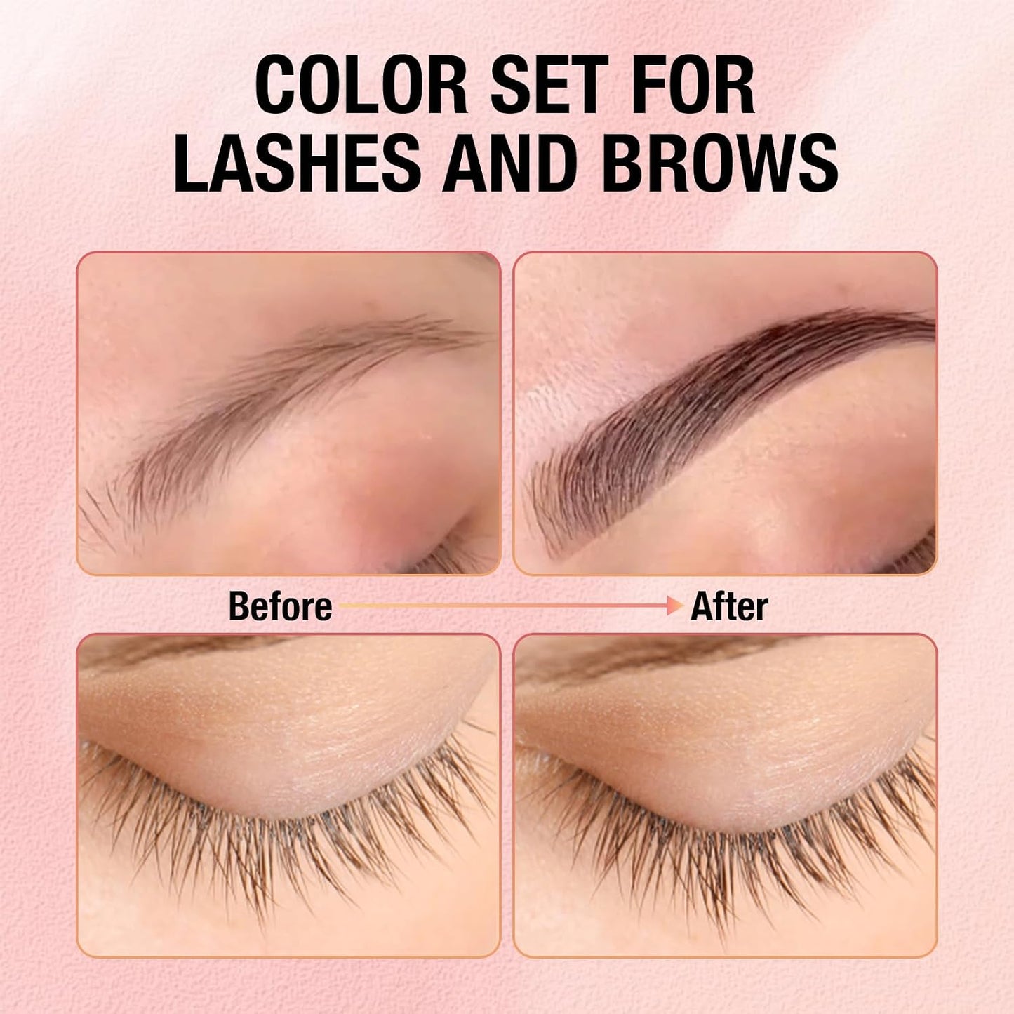Brown Lash Color Kit - Professional Long-Lasting Brow & Lash Dye for Natural Effects | Easy to Use at Home or Salon