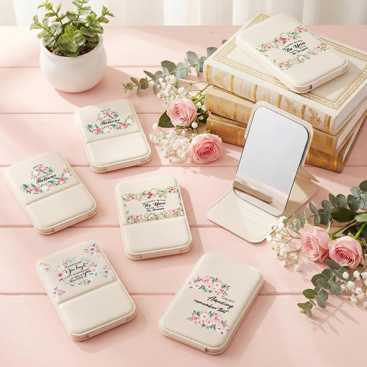 Inspirational Compact Mirror Set - 10 Pcs Pocket Mirrors for Women | Perfect Gift for Bridal Showers, Birthdays & Coworkers