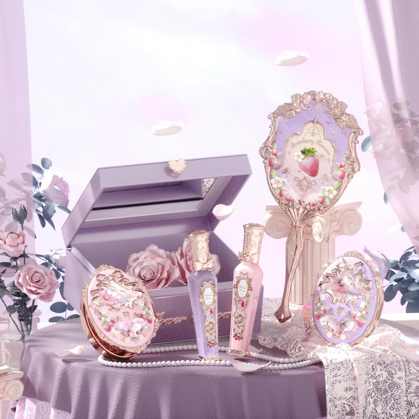 Violet Strawberry Rococo Makeup Gift Set - 12-Piece All-in-One Cosmetics Kit | Perfect for Anniversaries & Birthdays