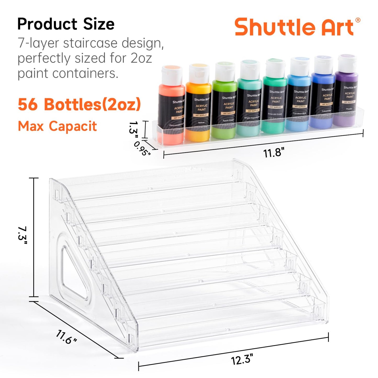 Shuttle Art Acrylic Paint Organizer, 7 Layers Clear Storage Rack, Snap On Organizer for Acrylic Paint, Oil Paints, Nail Polish and Craft Supplies