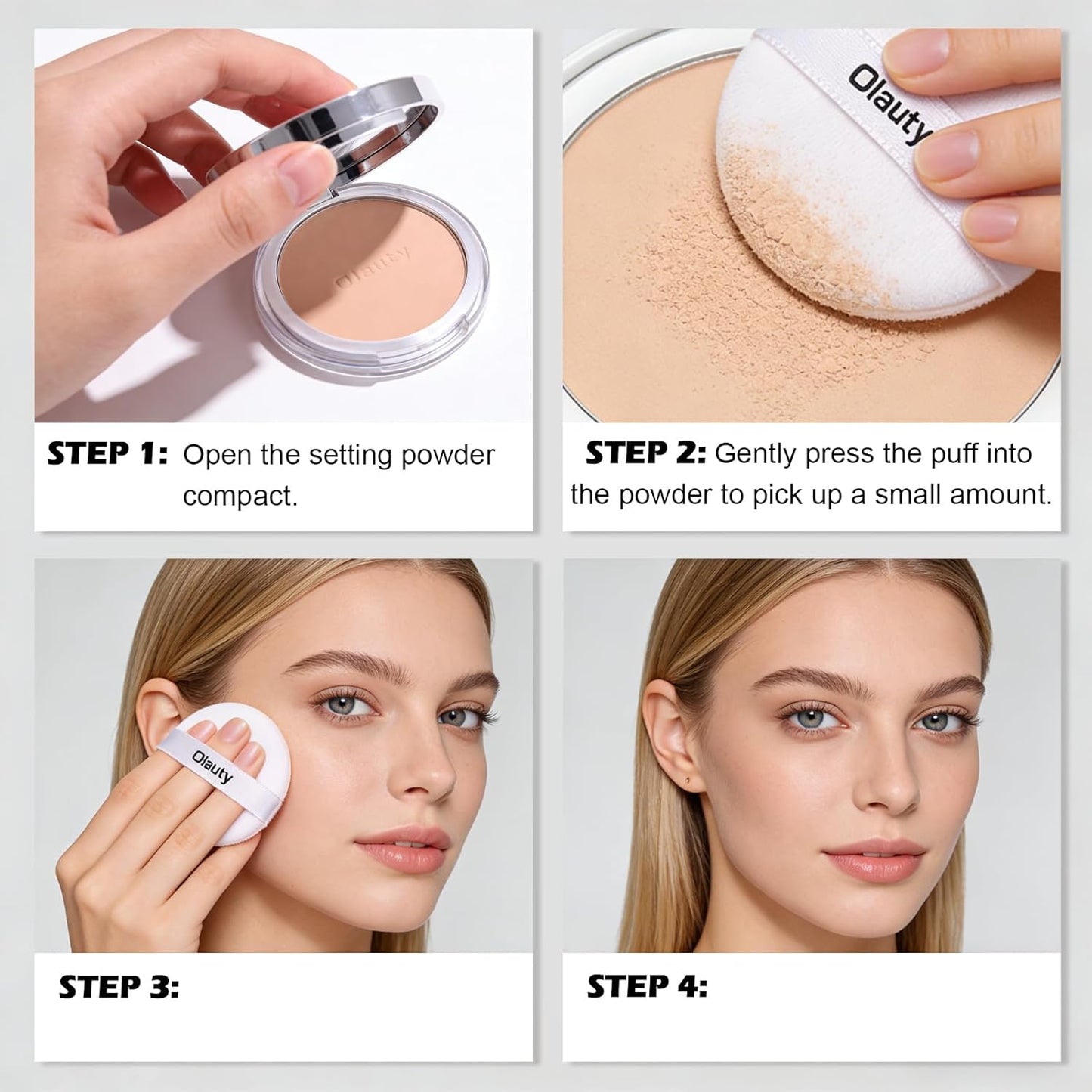 Mineral Powder Foundation SPF 30+ | 4-in-1 Pressed Sunscreen Compact for Face, Natural Ivory, Matte Finish