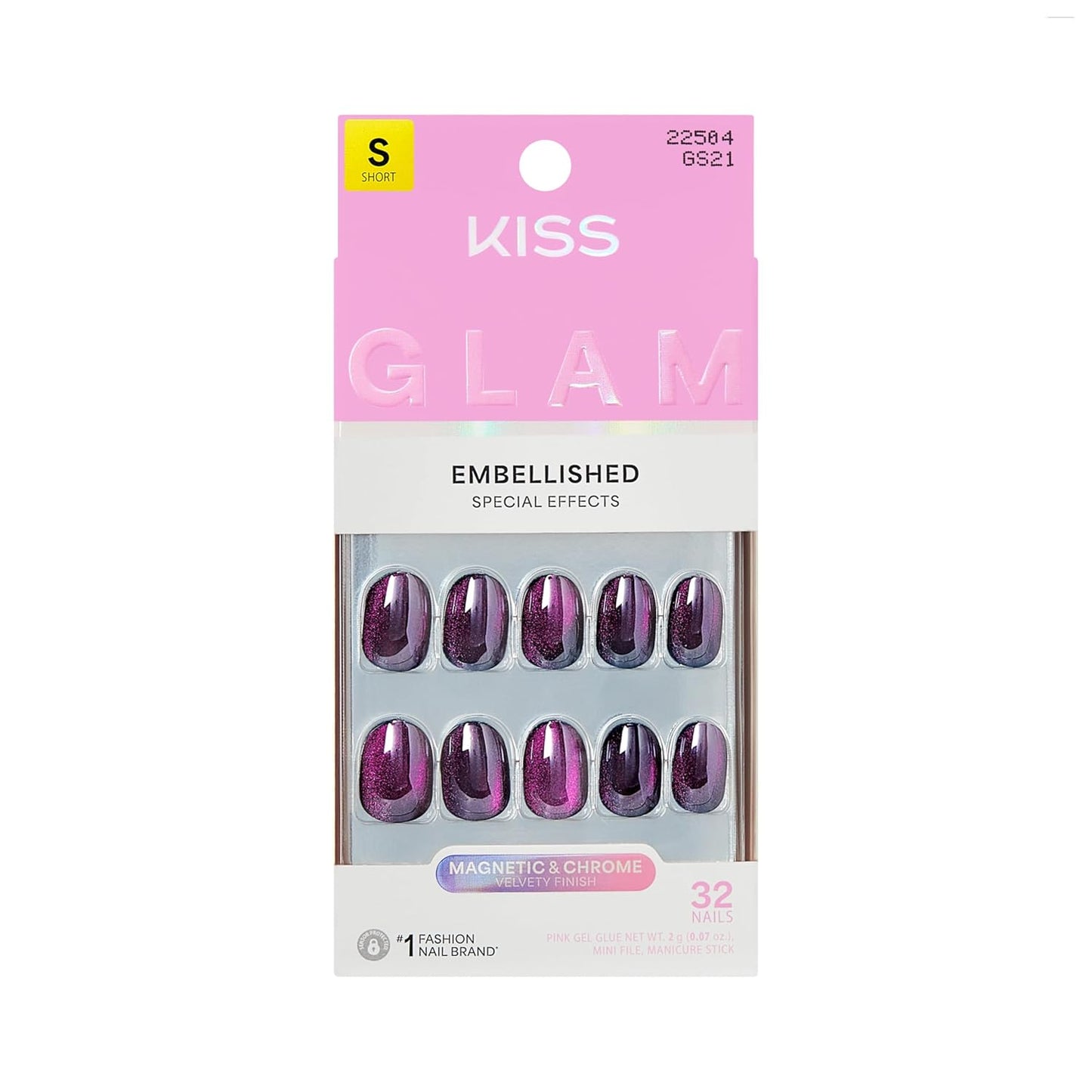Press On Nails - Seraphic Blue Coffin Shape with Glue & Accessories | Long Size, 32 Nails Included