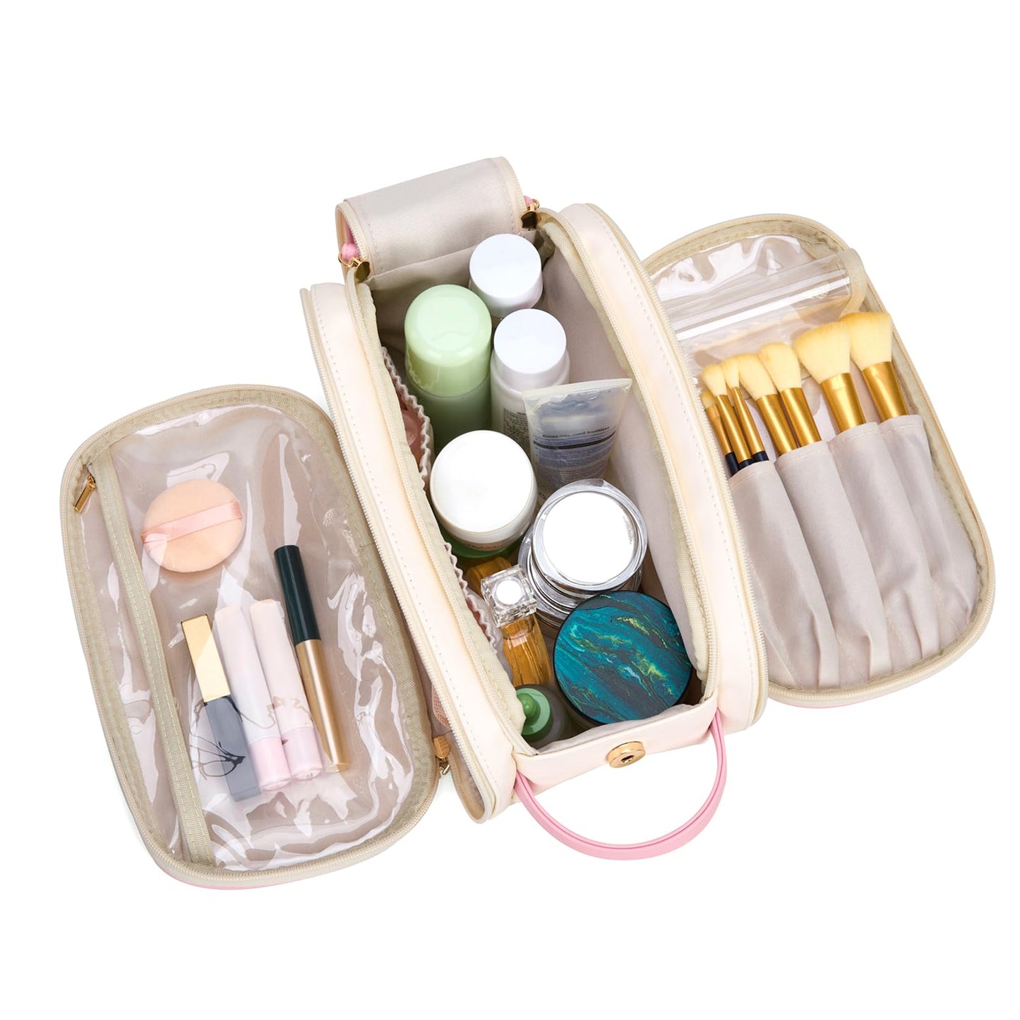 Montana West X Wrangler Large Makeup Bag Travel Toiletry Bag Portable Cosmetic Bag Make Up Organizer with Divider and Handle for Women WG393-9002BG-PK