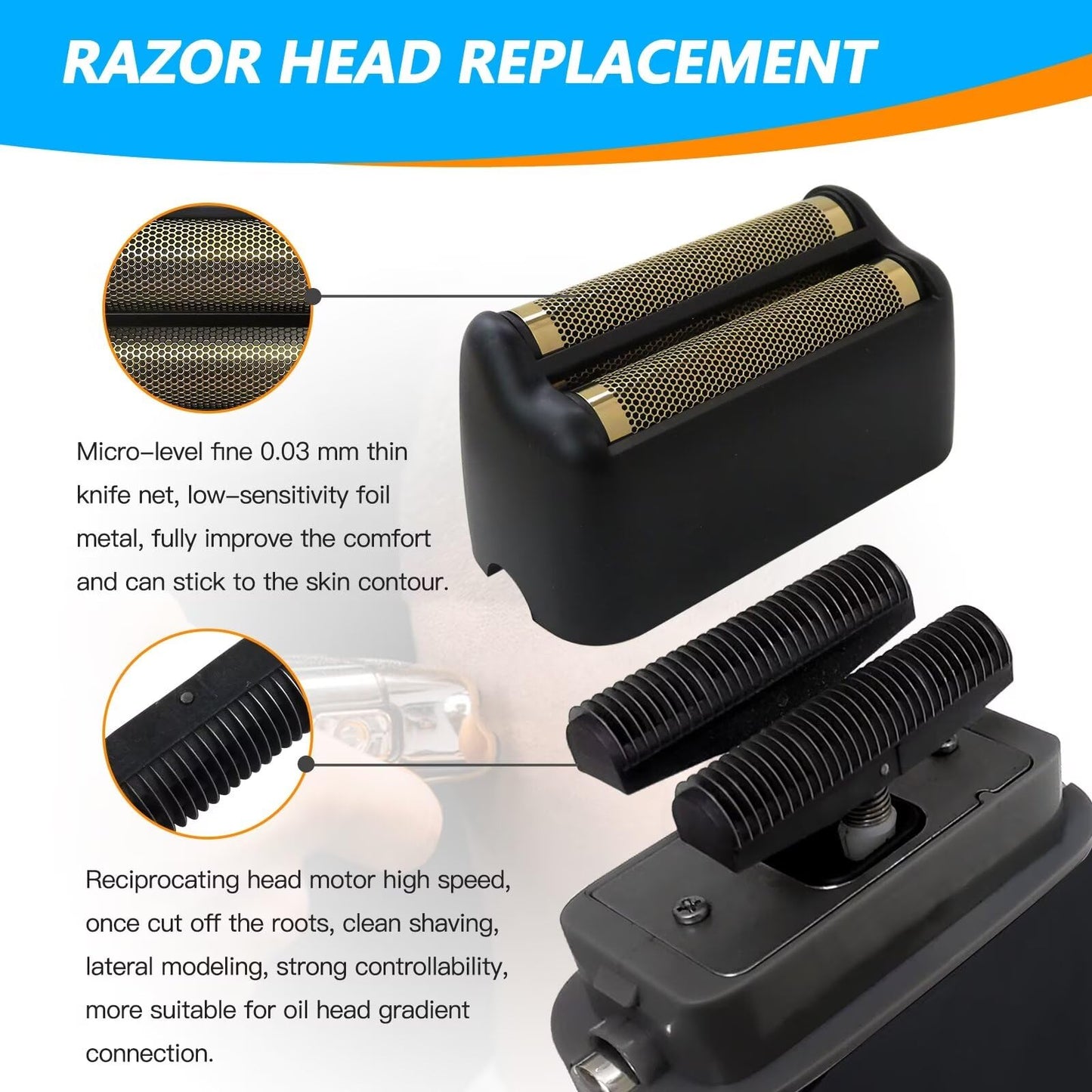 Xspeedonline Replacement Double Foil Head for FX Shavers - Matte Black