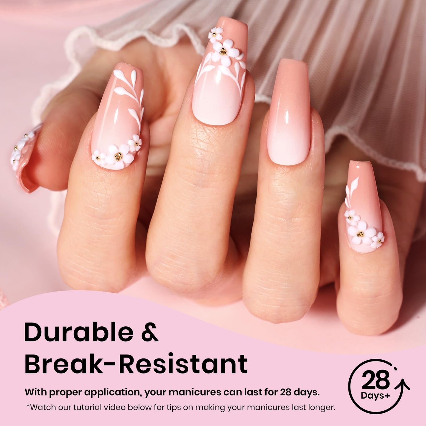 Beetles Gel Nail Tips Etch-X- Coffin Medium, 384pcs 12 Sizes, Pre-Etched Half Matte Full Cover Soft Gel Nail Tips, Press on False Nail Extension Acrylic Fake Nails, Easy DIY Salon Art