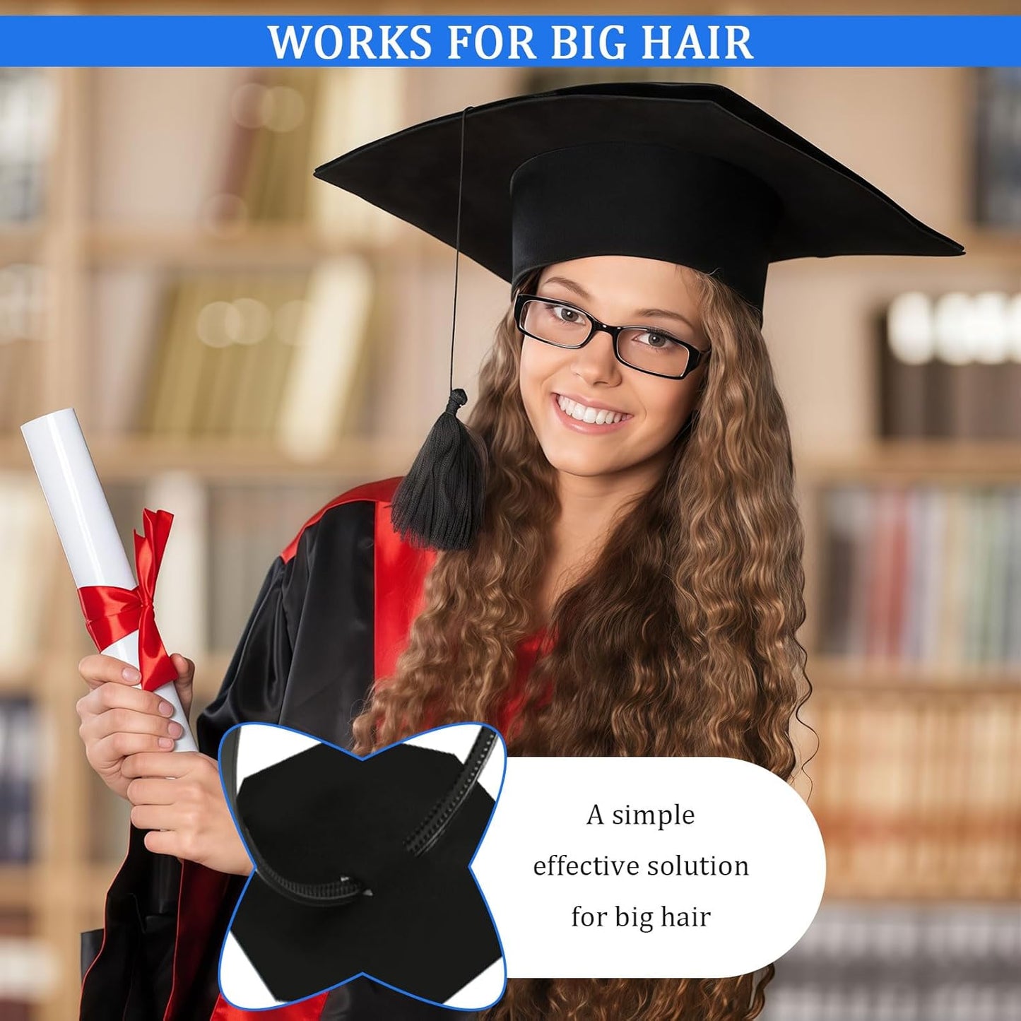 Graduation Cap Headband Insert - Secure Clip Holder for Grad Hats | Anti-Fall Hair Bands (2pcs)
