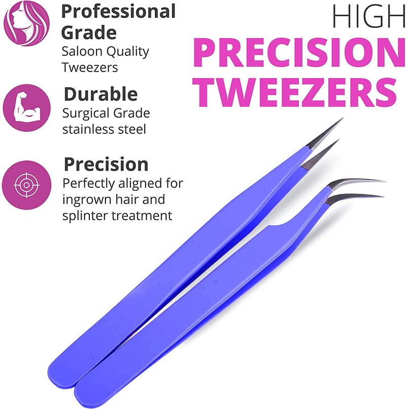 SIVOTE Eyelash Extension Tweezers for Classic & Volume Lashes, 2-Pack, Purple