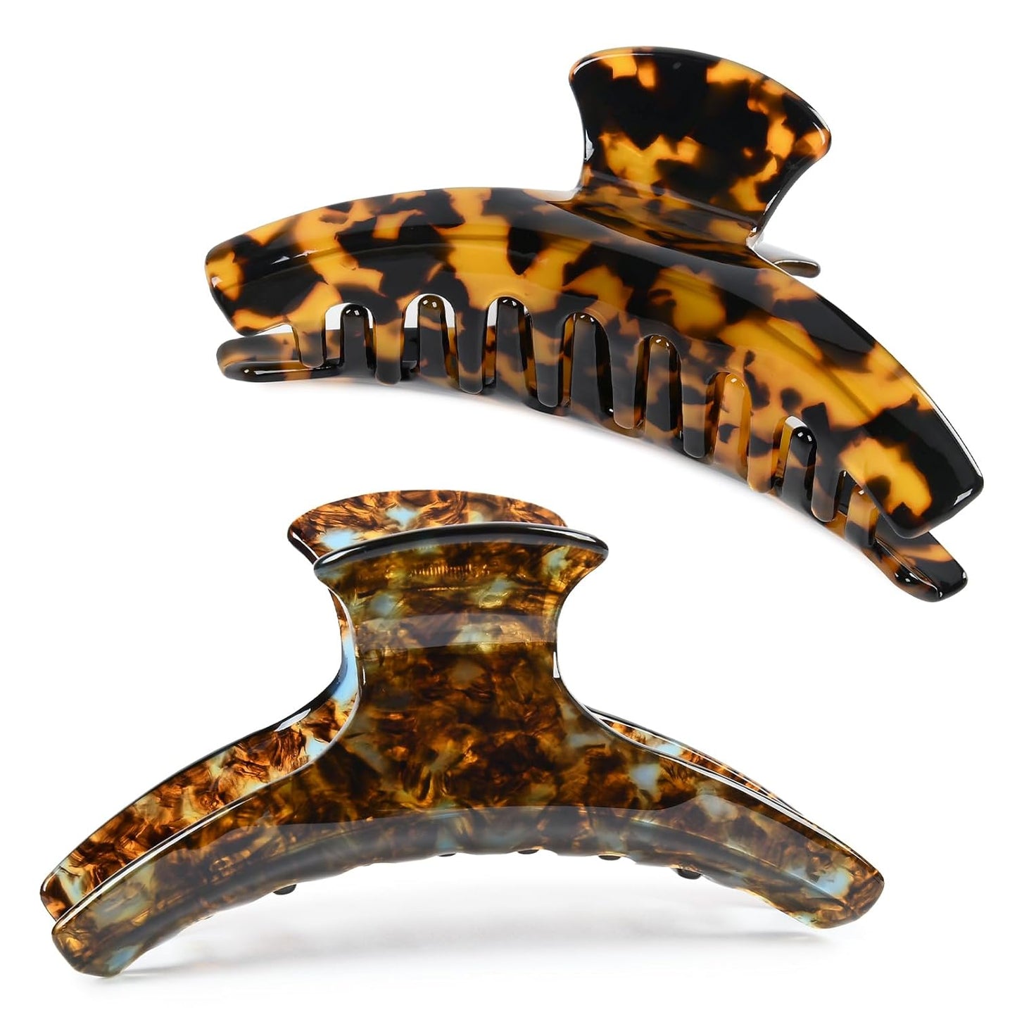 Hair Claw Banana Clips - Tortoise & Leopard Print Celluloid Barrettes | Large Fashion Accessories for Women