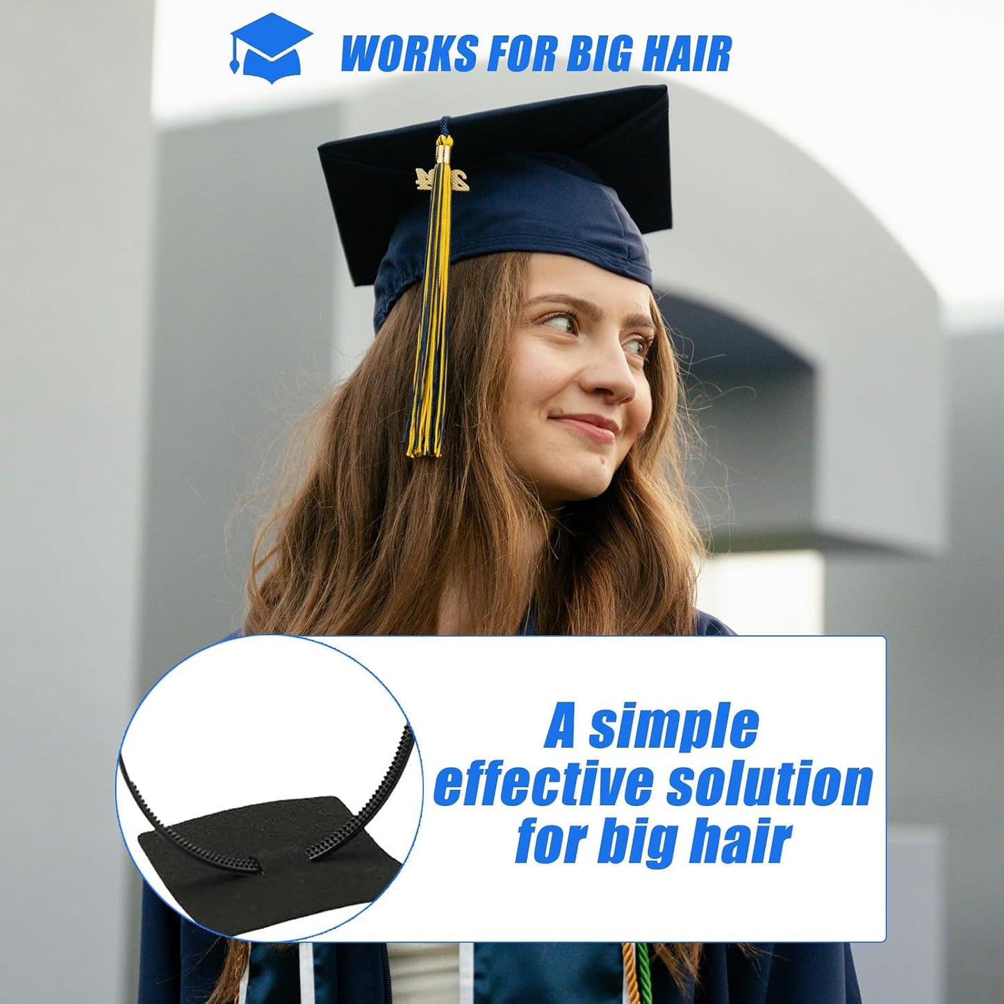 Graduation Cap Headband Insert - Firm Anti-Fall Hairband for Grad Hats | Accessory for Students & Women