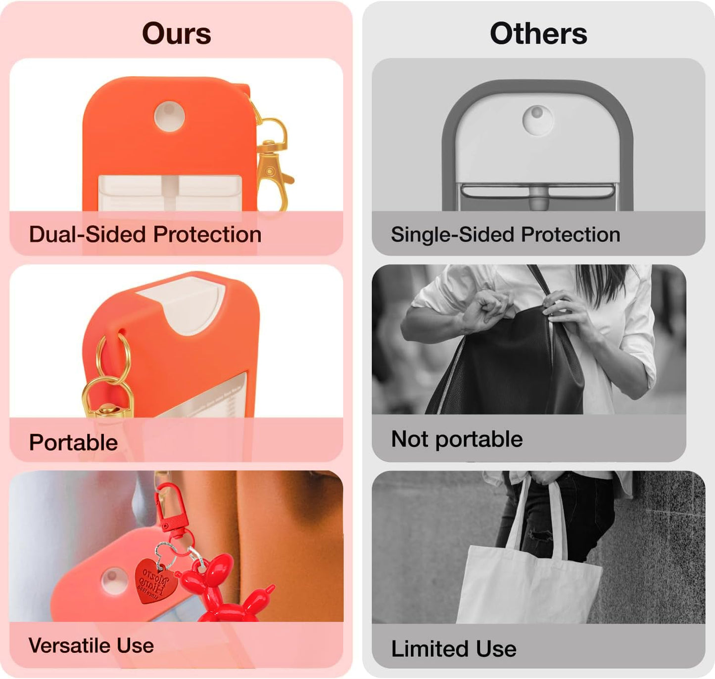 LEISENOR Silicone Case Compatible with Touchland Hand Sanitizer Spray, Protective Case with Keychain for Power Mist and Glow Mist 1 fl oz 30ml, Hand Sanitizer Spray Accessory orange