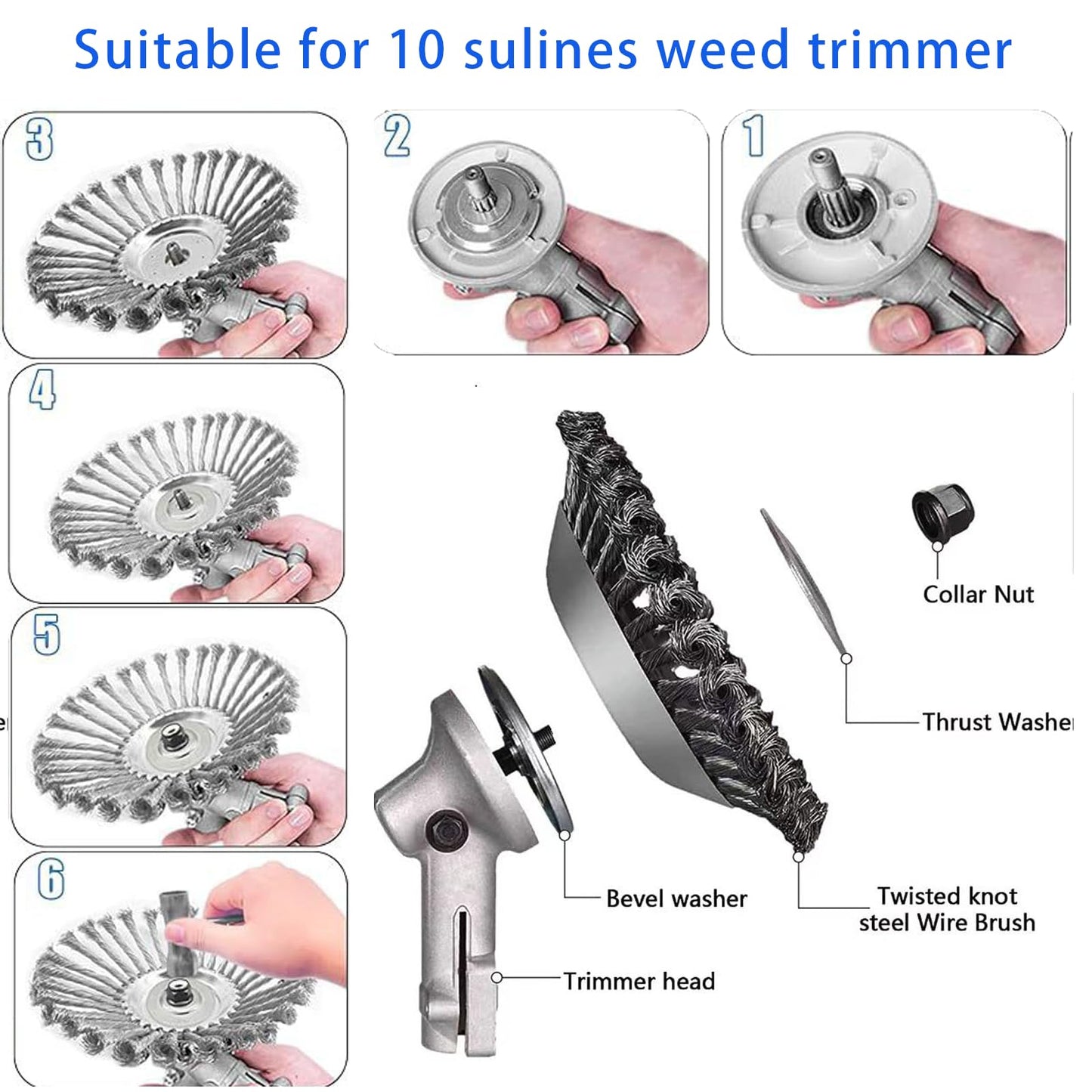 OFCOX 10" Indestructible Steel Wire Grass Trimmer Head,Weed Wacker Blade Eater, Weed Wacker Head Attachments,Weeding Disc Blade,Compatible with Stihl, Husqvarna,String Trimmers, Gardening Lawnmower