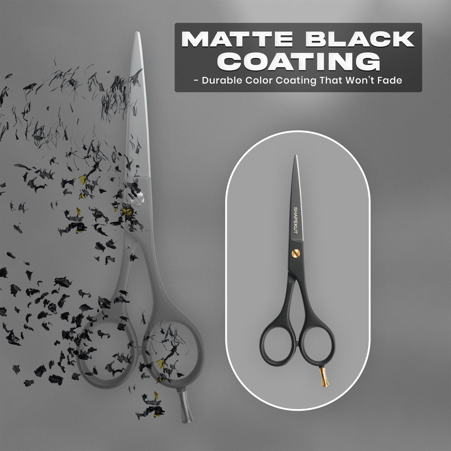 Hair Cutting Scissors 6.5 Inch, Professional Hair Shears, Haircut Scissors for Barber Salon – High Carbon Stainless Steel Blades - Ergonomic for Men, Women & All Ages (Black, 6.5 inches)