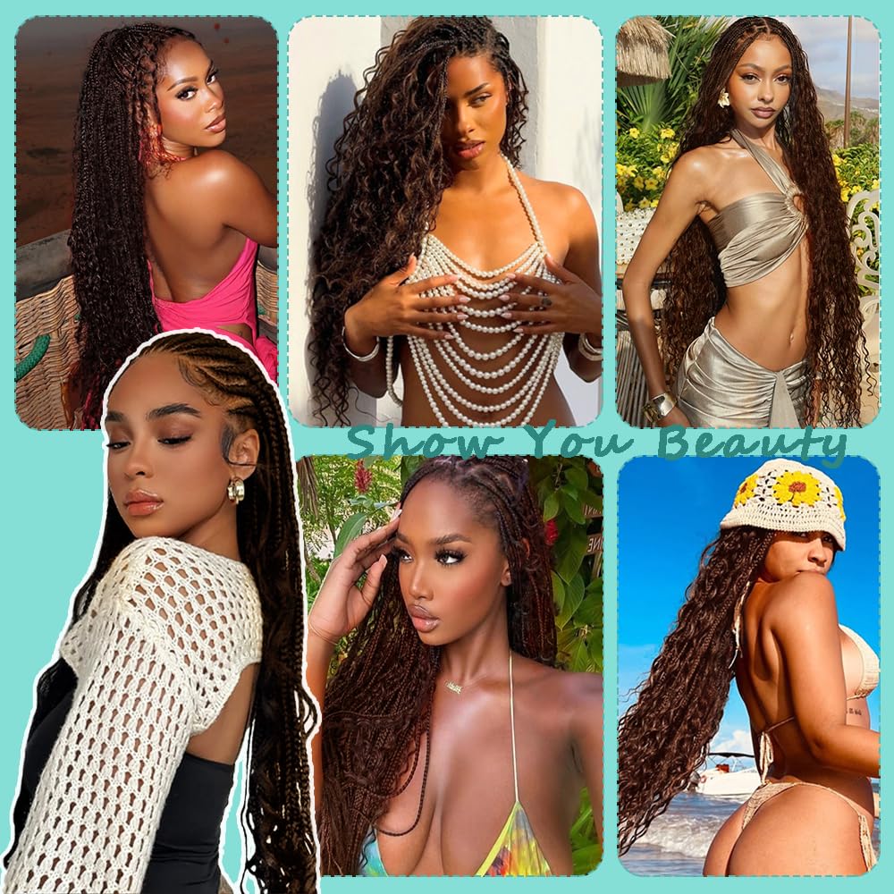 Human Braiding Hair 24 Inch 100g Chocolate Brown Deep Wave Bulk Human Hair for Braiding No Weft Curly Bundles Hair Extensions for Boho Knotless Wet and Wavy Braids