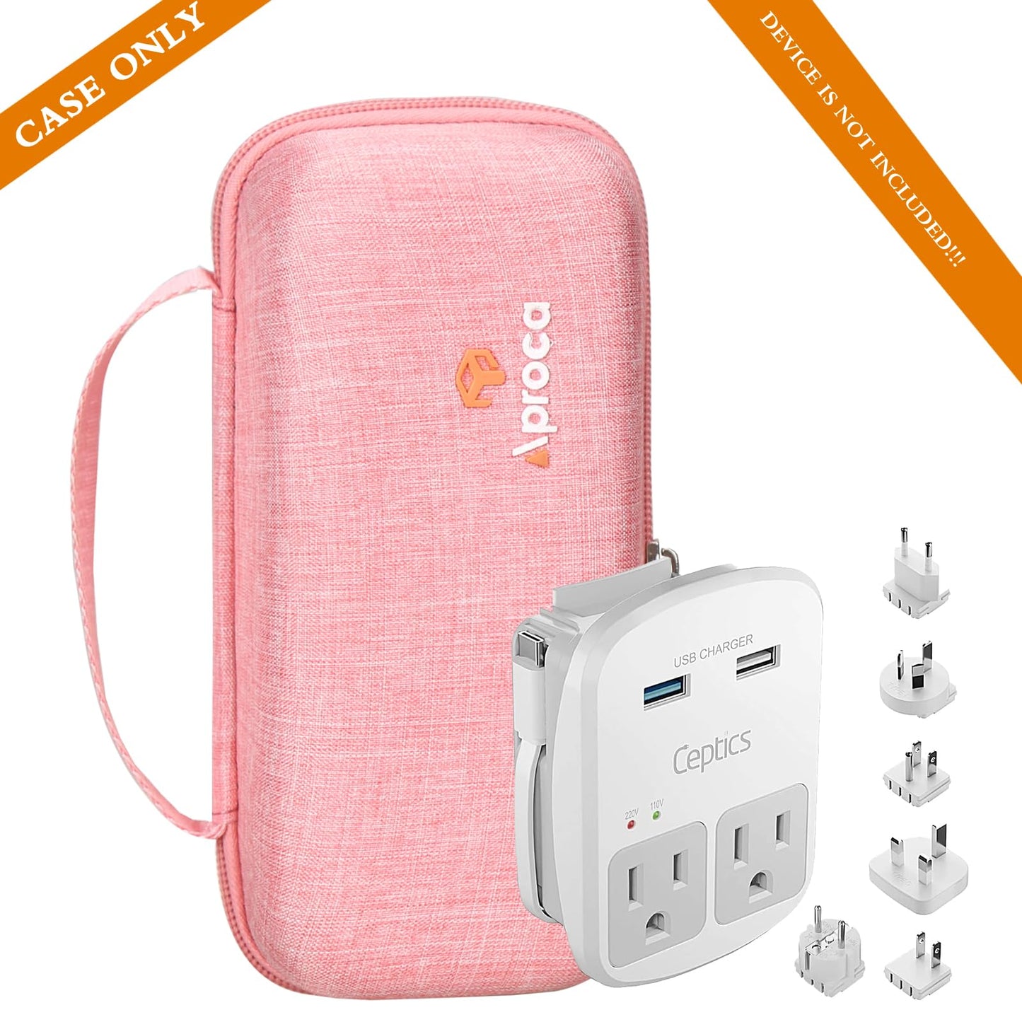 Aproca Red Hard Travel Storage Protective Case, for Ceptics World Travel Adapter Kit