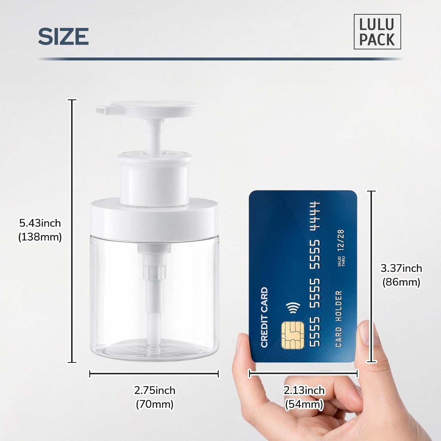 Pump Bottle Dispenser for Soap - Refillable 8 oz Plastic Container | Shampoo, Conditioner, Lotion - Clear 2PCS
