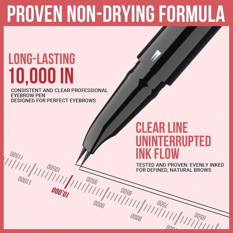 Curved Eyebrow Pen - 2-in-1 Microblading Eyebrow Pencil with Fork-Tip & Brush-Tip | Light Brown, Long-Lasting Finish