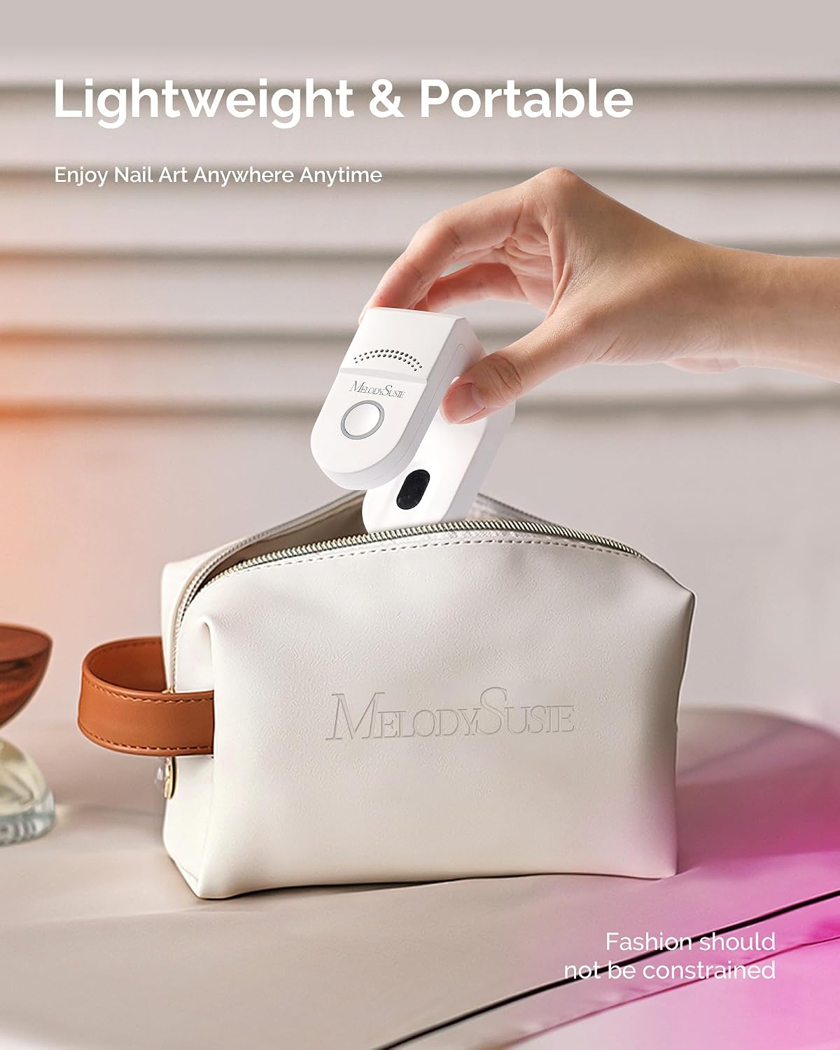 MelodySusie Cordless UV Nail Lamp - Mini Rechargeable LED Light with Smart Sensor & 2 Timers | Perfect for Soft Gels & Rhinestone Glue