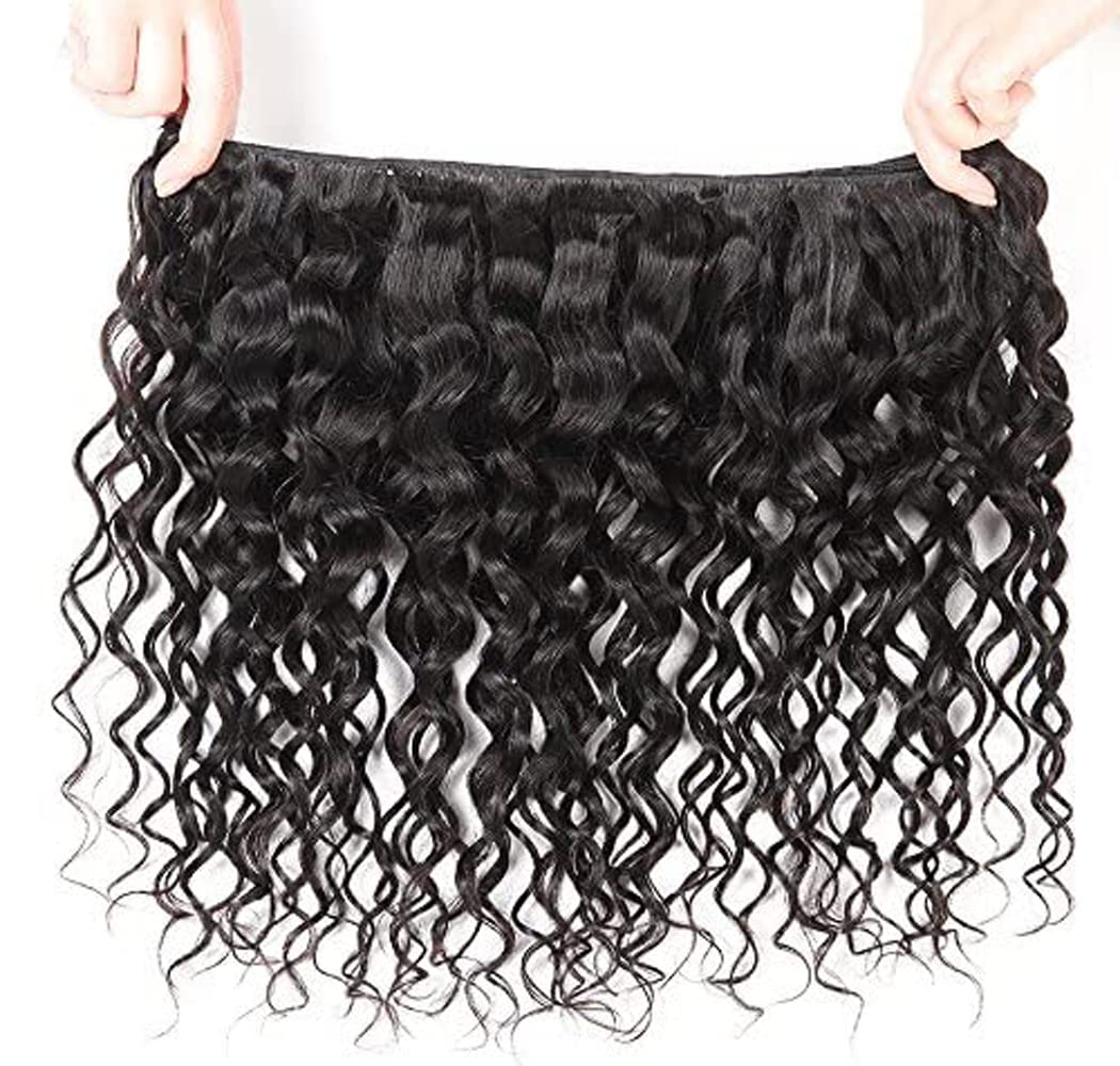 16 18 20 Inch #1B Water Wave Bundles Human Hair 3 Bundles Brazilian Remy Hair 100 Grams/Bundle 10A Grade Unprocessed Virgin Hairs Deep Water Bundle Weaves Extensions