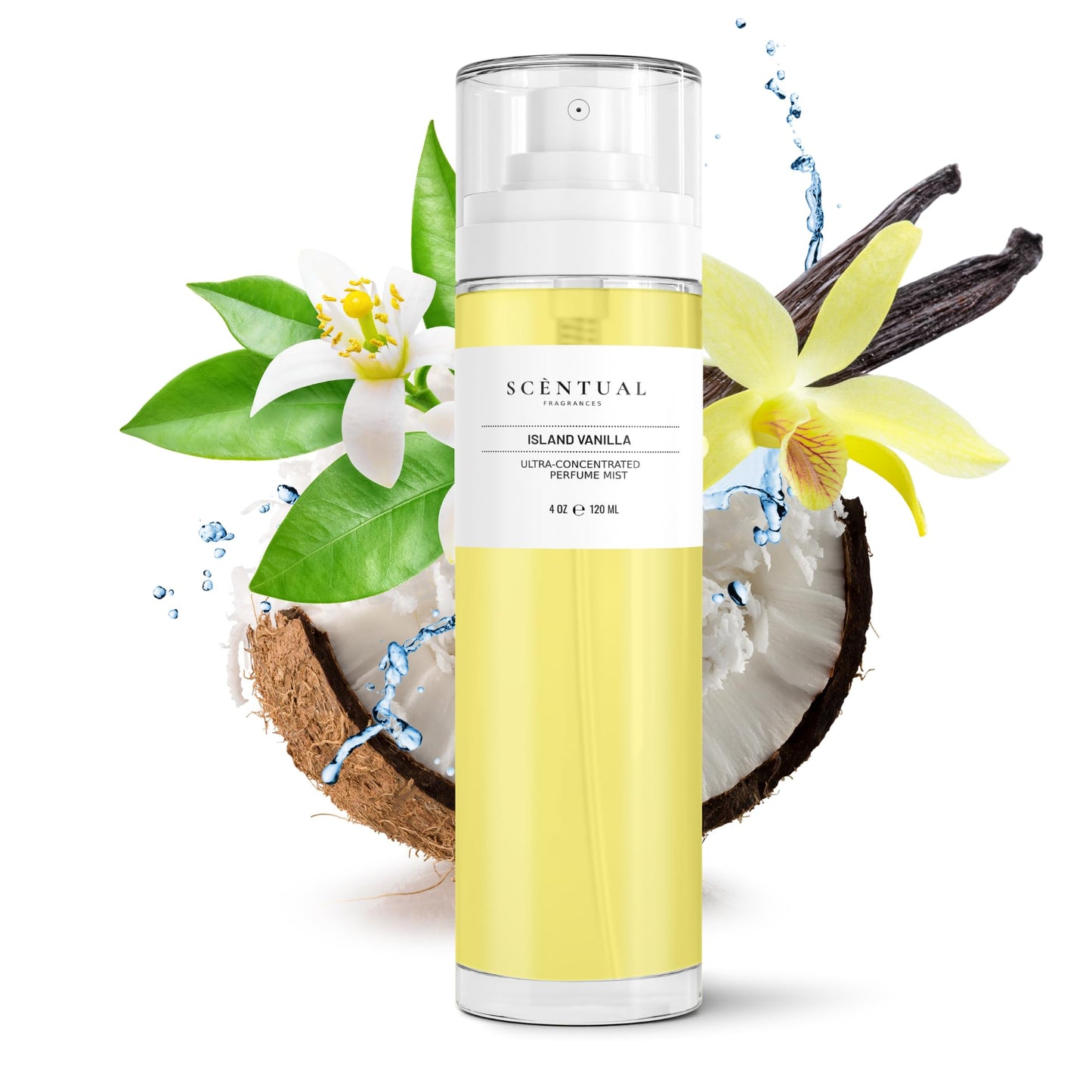 Scentual Fragrances, Ultra-Concentrated Hair & Body Perfume Mist, Long Lasting Women's Fragrance, Gourmand Perfumes for Women, Vegan and Cruelty Free (Island Vanilla)
