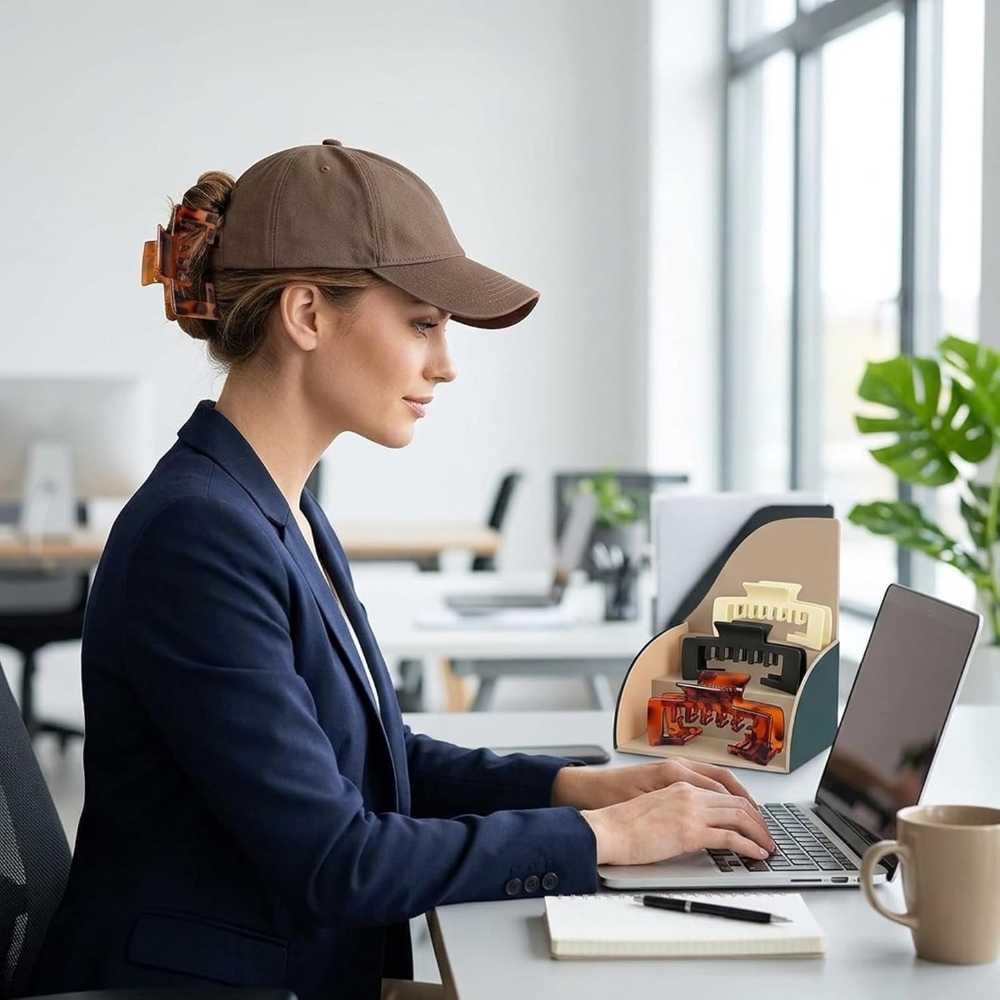 Hat-Friendly Claw Clips - 4 Piece Tortoise Shell Set for Women | Adjustable Non-Slip Hold for Baseball Caps & Trucker Hats