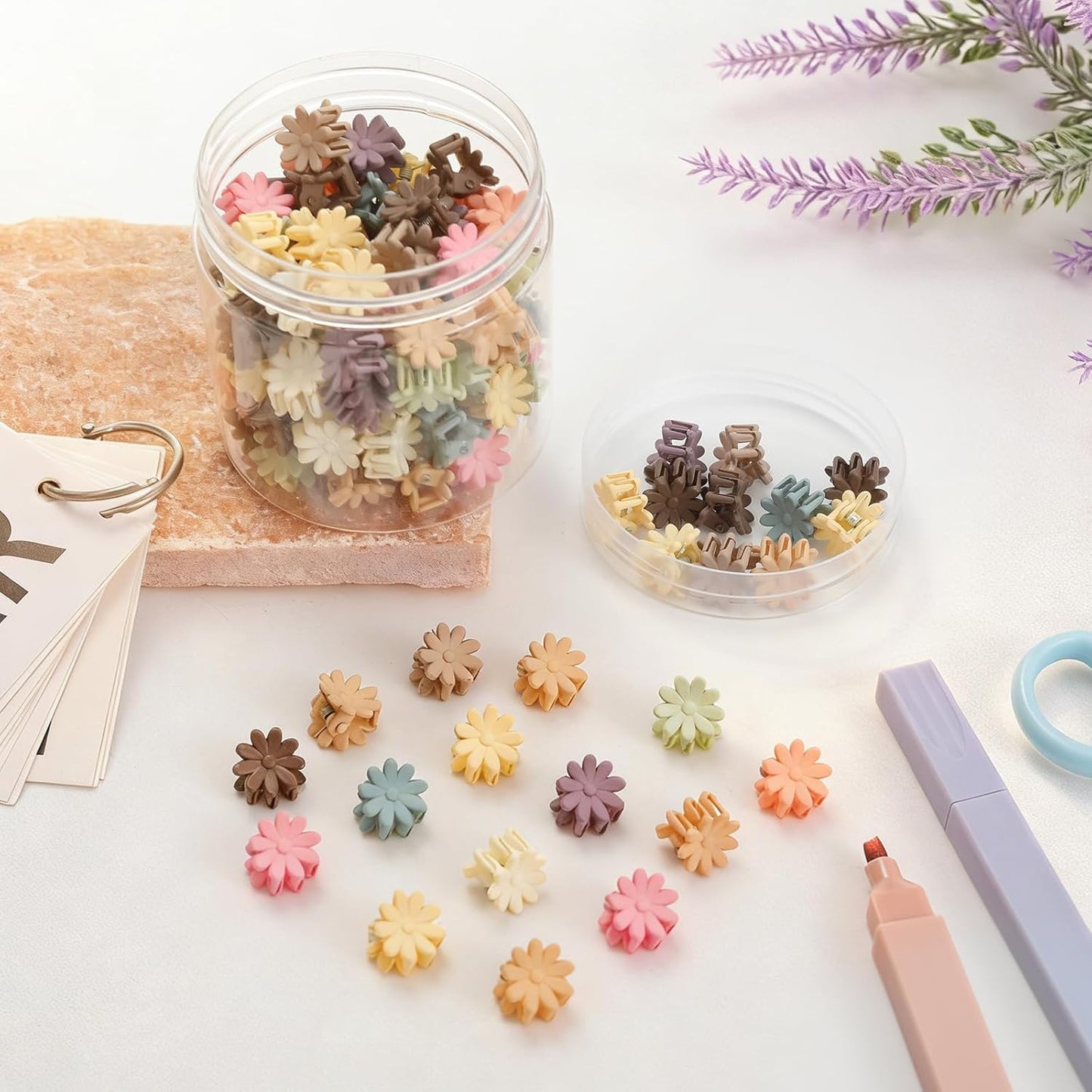 Mini Flower Hair Clips - Cute Baby Claw Clips for Toddlers | 100 Pcs Hair Accessories